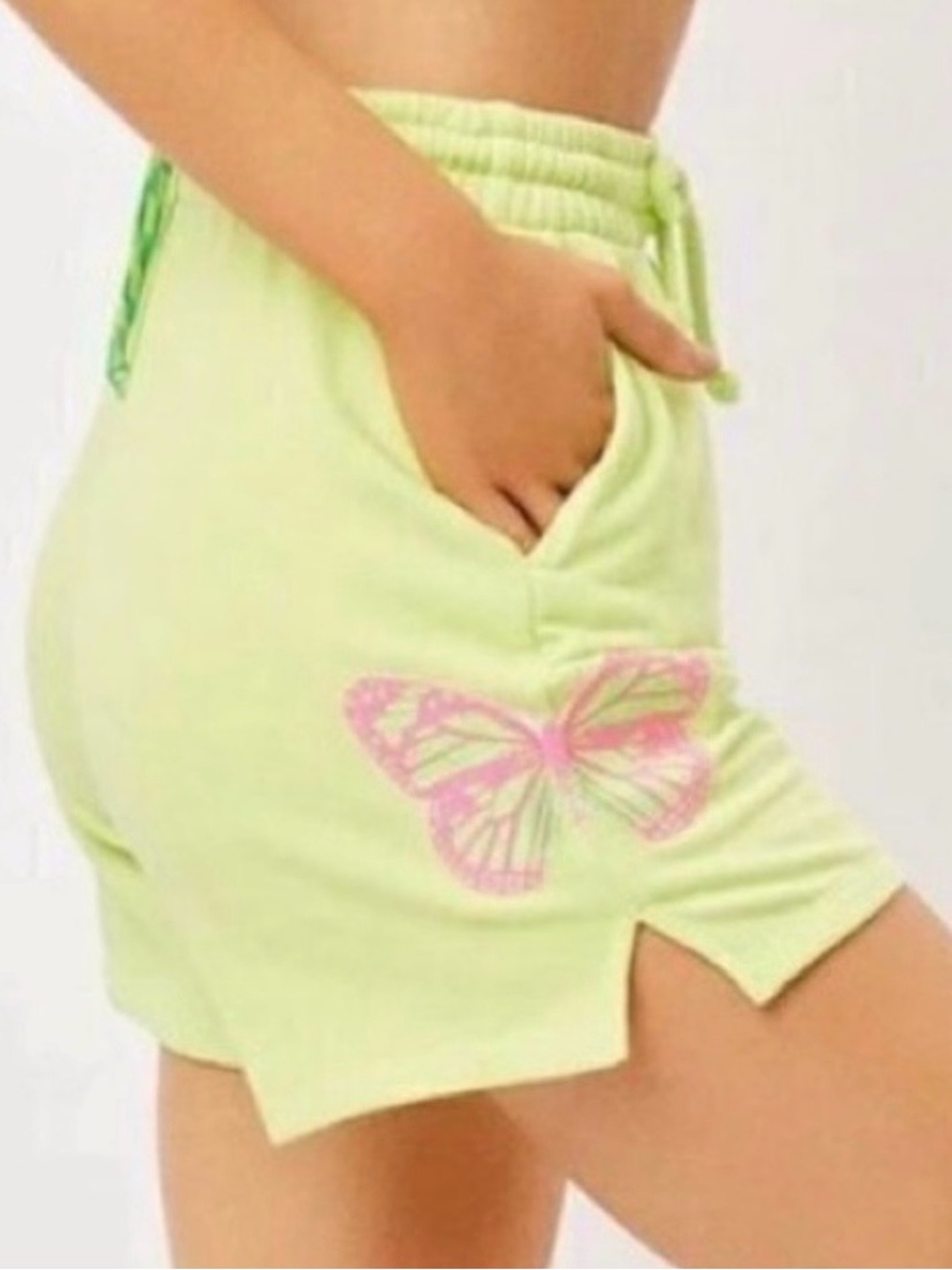 Frankies Bikinis Burl Shorts Size Small‎ Pink Butterfly Sweatshort Forest Fairy